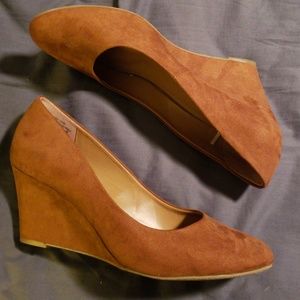 Tan suede wedges